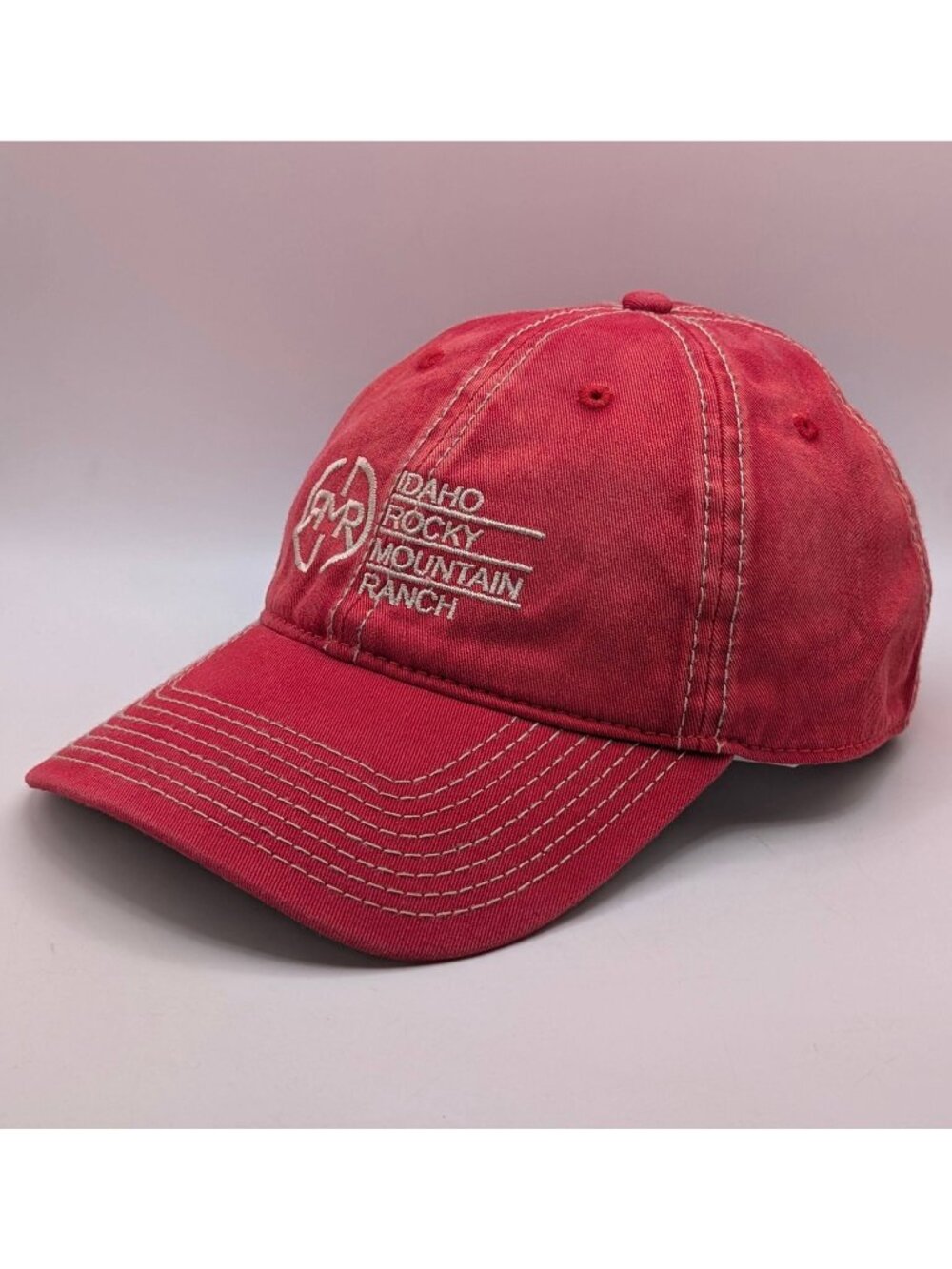 Idaho Rocky Mountain Ranch Hat Red Adjustable Strap Back Unisex Sawtooth Hiking